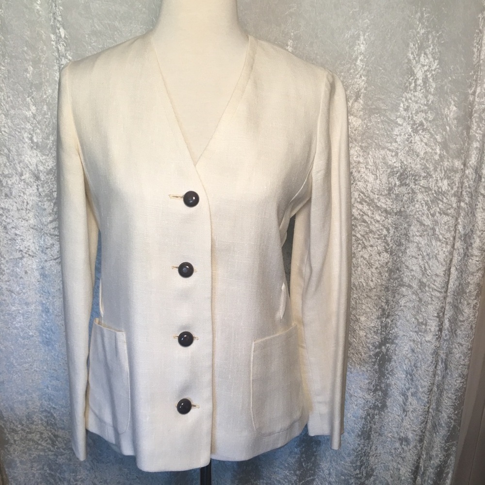 Garguilo Linen blend Blazer For Smith And Jones   Cream   Size 10 Vintage